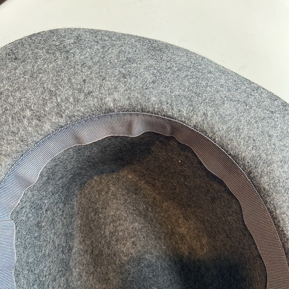 H&M Heather Gray Fedora Hat 100% Felted Wool with Vegan Leather Black Belt EUC‎ - Picture 12 of 16